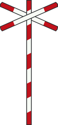 Bord J12: Overweg met enkel spoor (Andreaskruis)