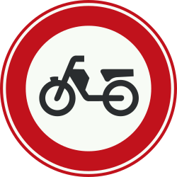 Bord C13: Gesloten voor bromfietsen, fietsen en gehandicaptenvoertuigen
