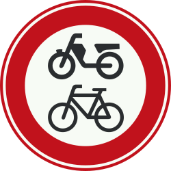 Bord C15: Gesloten voor fietsers en bromfietsers