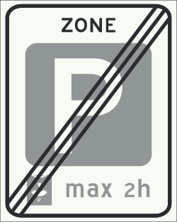 Bord E11: Einde parkeerschijf-zone (Blauwe zone)