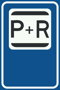 Bord E12: Parkeergelegenheid voor overstappers (P+R)