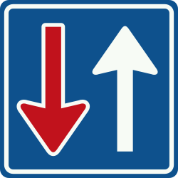 Bord F6: Tegemoetkomend verkeer verleent voorrang