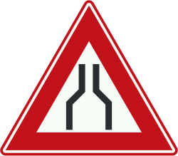 Bord J17: Rijbaanversmalling