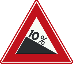 Bord J7: Gevaarlijke daling