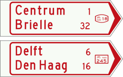 Bord K7: Wegwijzer voor fietsers en bromfietsers