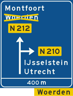 Bord K9: Omleidingsbord / Voorwegwijzer niet-autosnelweg